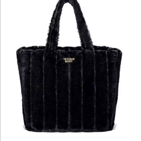 black faux fur purse